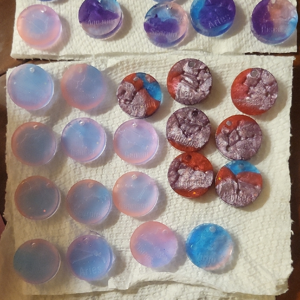 Zodiac Handmade Resin Tag Or Charm For Crafting Earrings, Keychains, Or More!